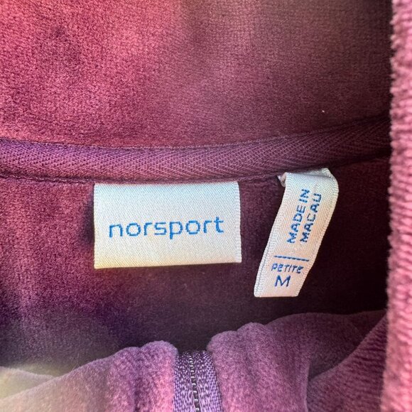 Norsport Vintage 90s Womens Purple Velour Tracksuit Set Jacket & Pants Petite M - Picture 4 of 12